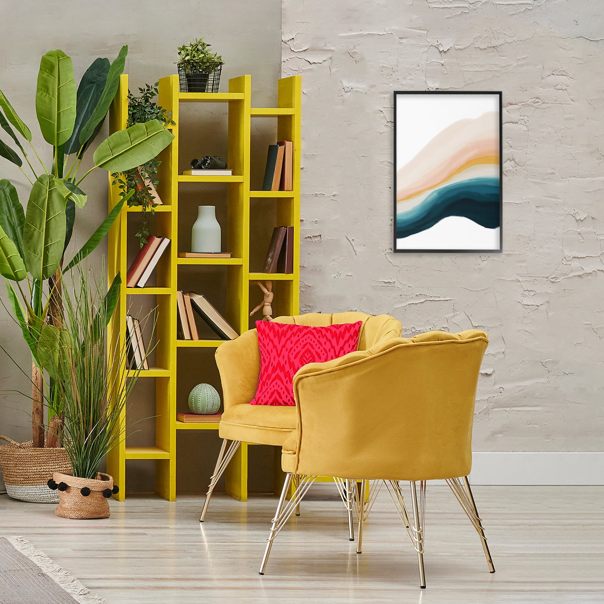 Stupell Industries Peach Swirl Abstraction Abstract Painting Black Framed Art Print Wall Art, 16 x 24