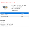 thumbnail image 2 of Fuel Filter - Compatible with 1957 - 1959 Pontiac Star Chief 1958, 2 of 2