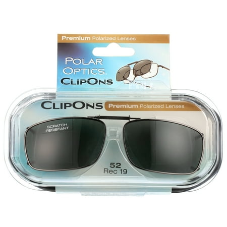 Polar Optics Unisex Rectangle Clip Ons Sunglasses Gray