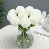 MAMOWEAR 10PCS Artificial Hydrangea Flowers, Fake Silk Chrysanthemum Ball Flower for Wedding Bouquet Home Garden Party Wedding Decoration(White)