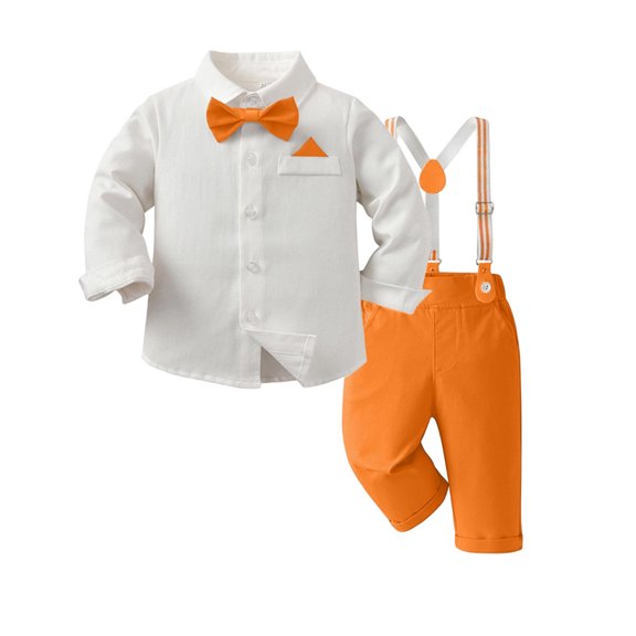 MEZZALL Toddler Boys Long Sleeve Solid Color T Shirt Tops Suspenders Pants Child Kids Gentleman Outfit Sets Stylish Clothes Sets