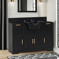 thumbnail image 2 of BarberPub Bathroom Vanities Storage with Sprayer Faucet, Hair Wash Backwash Sink Shampoo Station, Black, 2 of 9