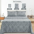 thumbnail image 3 of Lux Decor 4 Piece Queen Sheet Set, Brushed Microfiber Paisley Printed Bed Sheet Set with up to 16" Deep Pocket Fitted Sheet, Flat Sheet & 2 Pillowcases - Easy Care (Grey), 3 of 9