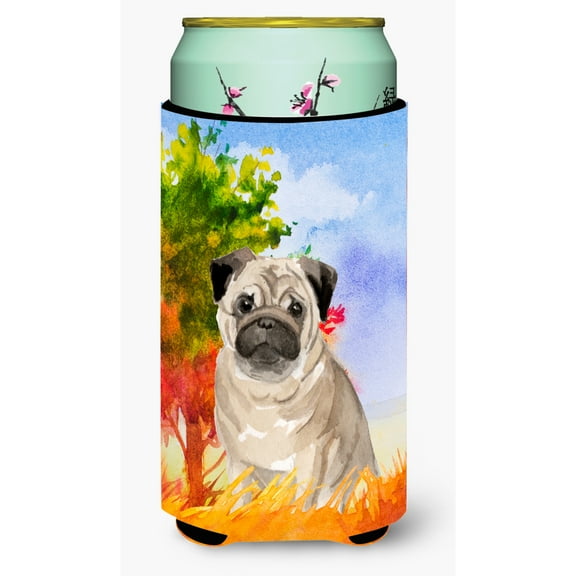 Carolines Treasures CK1934TBC Fall Fawn Pug Tall Boy Beverage Insulator Hugger  Tall Boy multicolor
