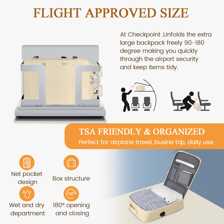 NWT Travel Backpack with USB Charging Port Beige  and Shoe Compartment Amazon.com | Carrywell (Not Made In China) Travel Backpack  main image 4