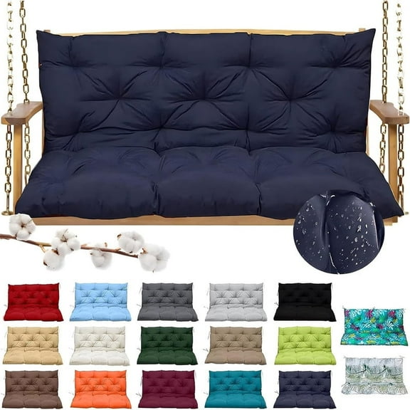Outdoor Cushions for Patio Furniture, 4" Thick Waterproof Porch Swing Cushions Replacement with Backrest, 2-3 Seater Bench Cushion(Navy blue,40*40in)