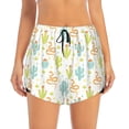 thumbnail image 3 of Uemuo Snake And Cactus Pattern Women's Athletic Shorts High Waisted Running Shorts with Liner Pockets Gym Elastic Workout Shorts-Small, 3 of 9