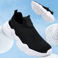 thumbnail image 6 of Djtdsds Kids Solid Color Knit Slip-On Sneakers Breathable Lightweight Casual Running Shoes Size:5.5-6 Years, 6 of 9