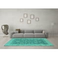 thumbnail image 3 of Ahgly Company Indoor Square Oriental Turquoise Blue Industrial Area Rugs, 5' Square, 3 of 4