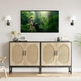thumbnail image 3 of Glavbiku New Modern Rattan Arched 2 Door Storage Cabinet,Accent Cabinet with Metal Legs,Black,31in L, 3 of 11