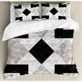 thumbnail image 3 of Marble Duvet Cover Set Twin Size, Nostalgic Marble Stone Mosaic Regular Design with Alluring Elements Artwork Print, Decorative 2 Piece Bedding Set with 1 Pillow Sham, Black Beige, by Ambesonne, 3 of 3