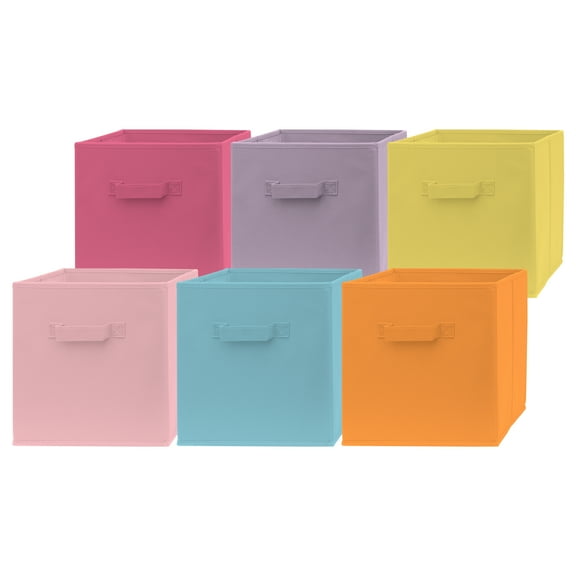 Pomatree Large Child Storage Cube Bins 13 Inch Multi-Color 6 Count 6 Pack