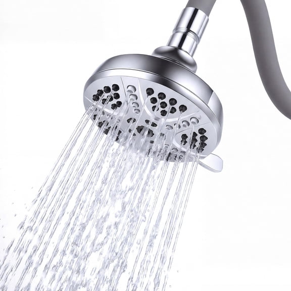 Flexible Shower Head with 18" Adjustable Neck, 7-Spray Modes Wall-Mounted, Powerful Massage Setting & Anti-Clog Nozzles, Easy DIY Installation for Low or High Pipes