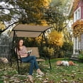 thumbnail image 3 of Topcobe 2-Seat Outdoor Canopy Swing with Comfortable Fabric Seat and Heavy-duty Metal Frame, Outdoor Patio Furniture for Balcony Garden Backyard -Beige, 3 of 10