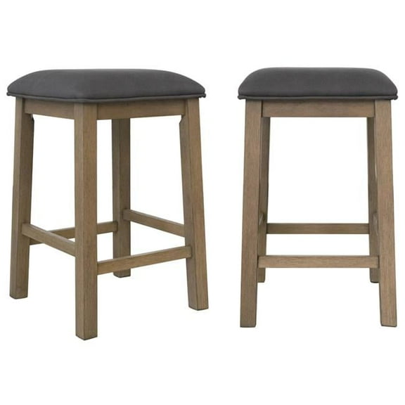 Saunders Counter Height Backless Bar Stools, Grey - Set of 2