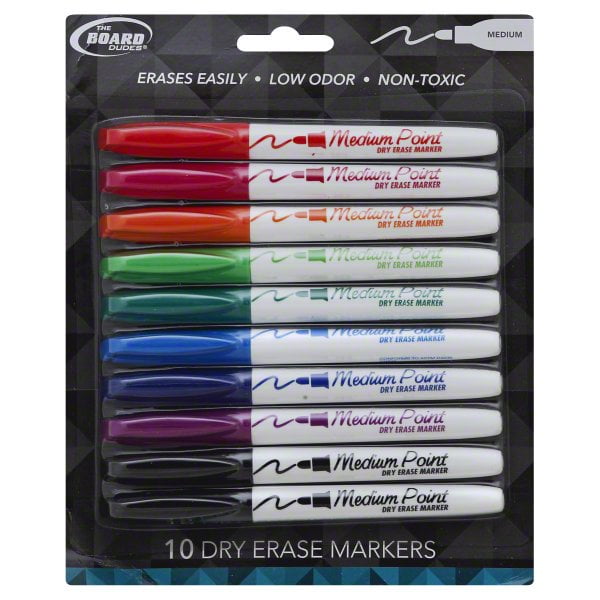 6 count The Board Dudes CYJ58 Medium Point Dry Erase Markers Neon 
