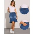 thumbnail image 2 of DARING DIVA Women's Bodycon Fishtails Ruffled Knee Length Jean Skirt XS Blue, 2 of 6