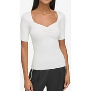 Karl Lagerfeld Paris Womens Sweetheart Neck Fitted Pullover Sweater