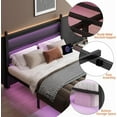 thumbnail image 3 of King Size Bed Frame with Headboard and Footboard - LED Bed with Usb Charging Station, Steel Slats Support, Under Bed Storage, White, 3 of 5