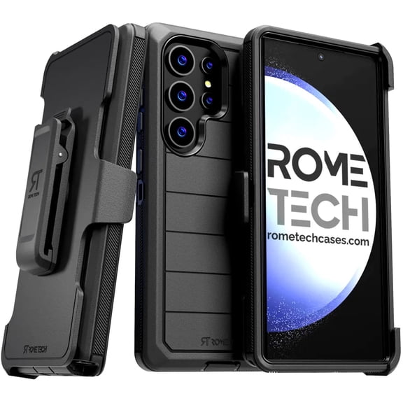 Defender Case for Samsung Galaxy S24 Ultra with Belt Clip, Kickstand, Dual-Layer, Black