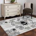 thumbnail image 3 of Area Rug for Living Room, Vintage Bees Crowns Non-Slip Indoor Large Carpet for Bedroom/Dining Room, Retro Leaves Rings Gray Wooden Washable Low-Profile Rectangle Floor Mat Runner Rugs - 2.7 x 5 Ft, 3 of 8