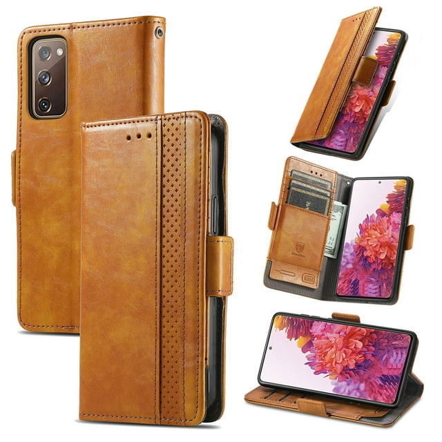 Case for Samsung Galaxy S20 FE 5G/4G Cover Leather Wallet Folio Case Book Design Flip Magnetic Closure - Yellow