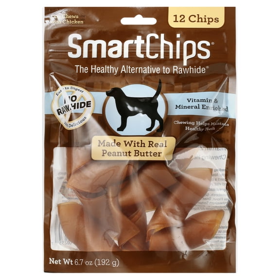 SmartBones SmartChips Vegetable and Chicken Chews Peanut Butter Dog Treats, 12 Ct