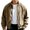 Khaki, variant on Plus Size Corduroy Jackets for Men Comfortable Textured Ribbed Zip Up Jacket Classic Stand Collar Long Sleeve Cropped Coat Stretchy Cuffs Hem Fall Winter Bomber Jacket with Pockets M