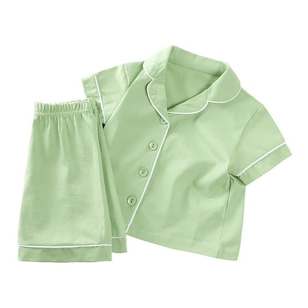 

Boys Girls Summer Casual Short SleeveS Crdigan Shorts Pajamas Set Baby Homewear