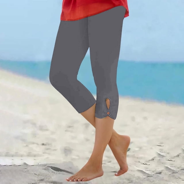 MKLEKYY Pantalones deportivos para mujer, capris elegantes de verano para mujer, pantalones de yoga de cintura alta, leggings elásticos cómodos, pantalones de compresión para entrenamiento