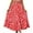 Red, variant on Womens Boho Midi Skirts Casual Swing Flowy Floral Skirts Tiered Layer Ruffle A-Line Skirts