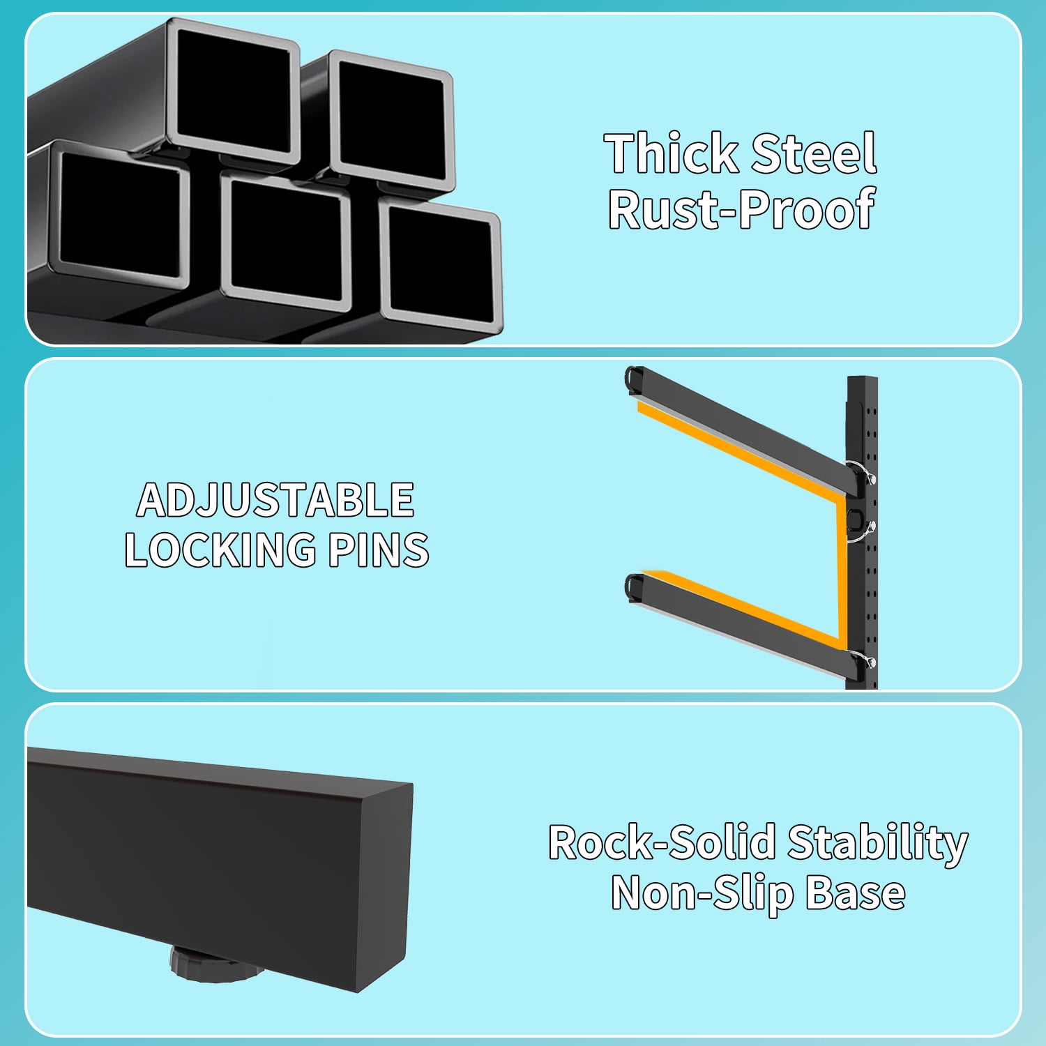 IKIMI Adjustable Kayak Storage Rack with Sturdy Steel Frame, Space-Saving Design for Kayaks, Canoes, Paddleboards
