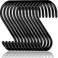 thumbnail image 1 of Ganchos antideslizantes para armario, ganchos para colgar en forma de S para jardín, resistentes, resistentes y de amplia aplicación, paquete de 12, diseño fácil de usar en color negro, 1 of 8