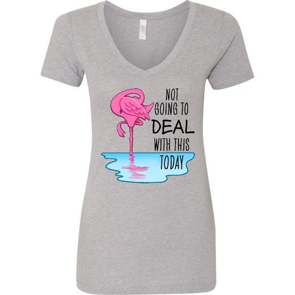 Inktastic Not Going to Deal with This Today Sleeping Flamingo Women's V-Neck T-Shirt