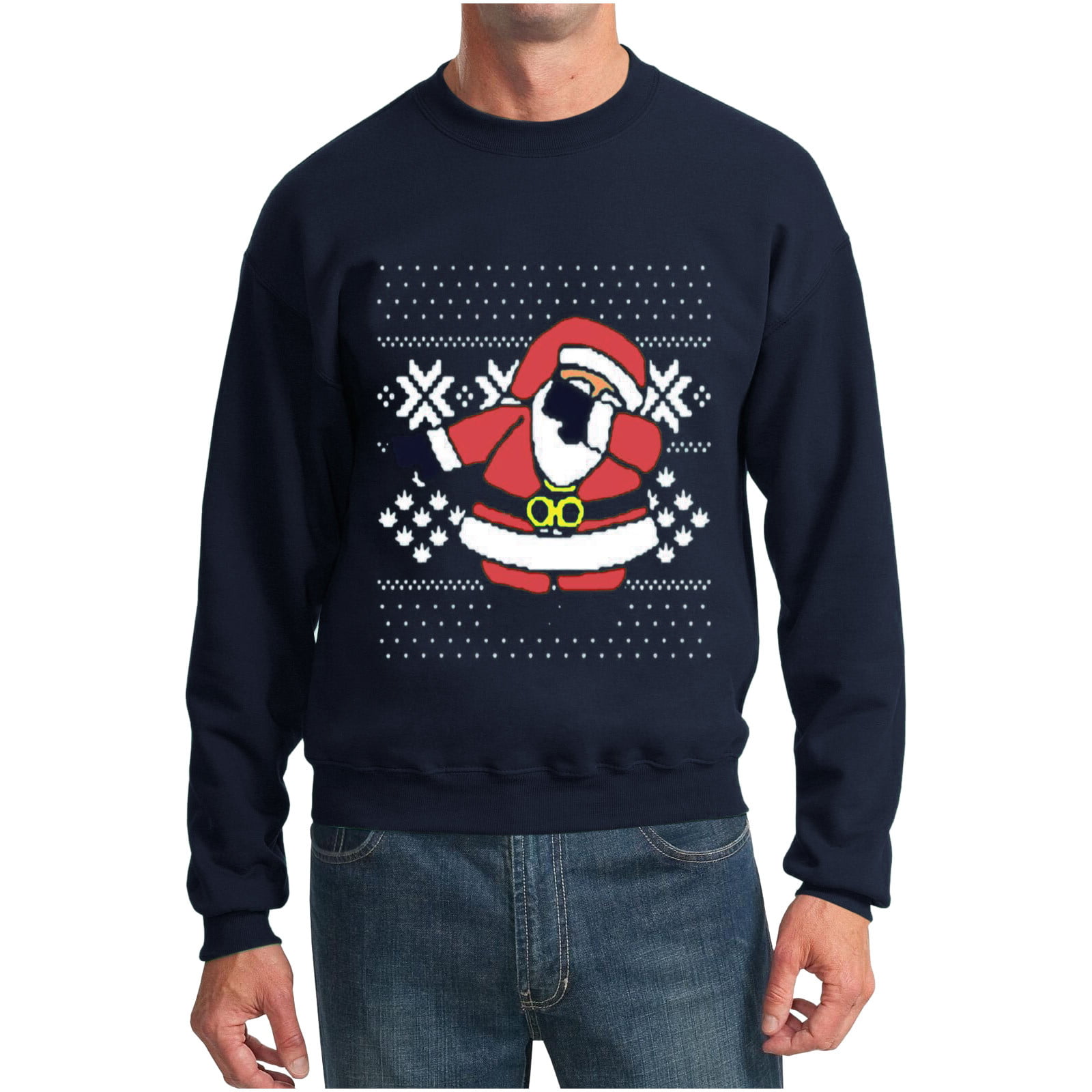 VONCOS Men's Loose Round Neck Men's Solid Color Shirt Is A Popular Christmas Sweater For Foreign Trade, Which Is Made Of Dabbing Santa Claus Crewneck Sweatshirt - Walmart.com