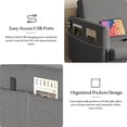 thumbnail image 5 of LAZZO 51" Loveseat Sofa, 2 Seater Small Space Couch with USB Charging Port & Side Pocket for Bedroom Office, Gray, 5 of 8