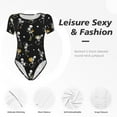 thumbnail image 4 of Junzan Justaucorps à Manches Courtes Col Rond pour Femmes, une Pièce Aguichant Mode T-shirt Col Rond Justaucorps Aguichant pour Sortir - Grand, 4 of 7