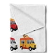 thumbnail image 2 of Truck Soft Flannel Fleece Throw Blanket, Ice Cream Doughnut Burgers Pizza Sushi Hotdog Colorful Food Truck Illustration, Cozy Plush for Indoor and Outdoor Use, 50" x 60", Multicolor, by Ambesonne, 2 of 5