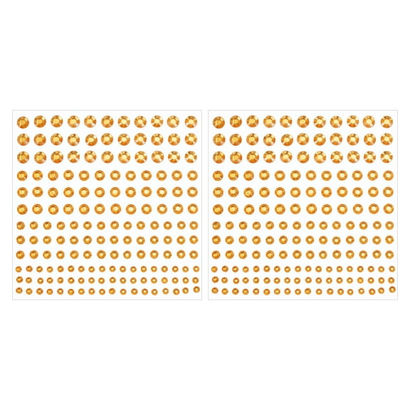 Uxcell Self-Adhesive Rhinestone Stickers, Face Gems Jewel Stickers Dark Gold 2 Pcs