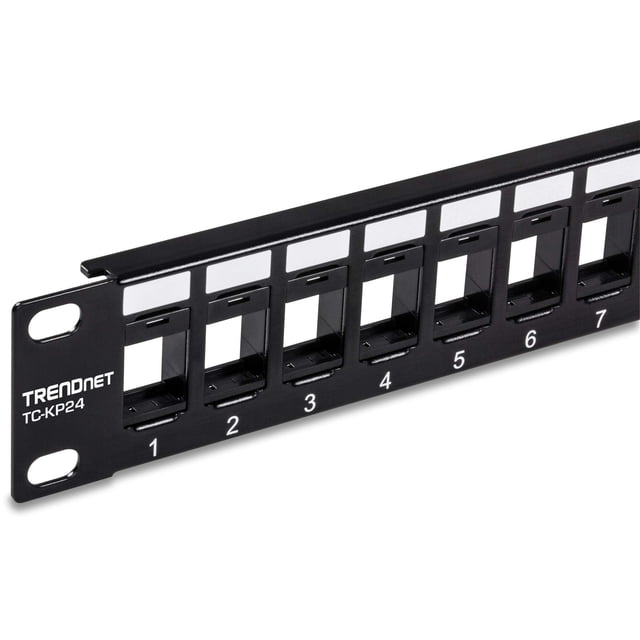 Panel de conexión TRENDnet TC-KP24 de 24 puertos y 1U con montaje en rack negro