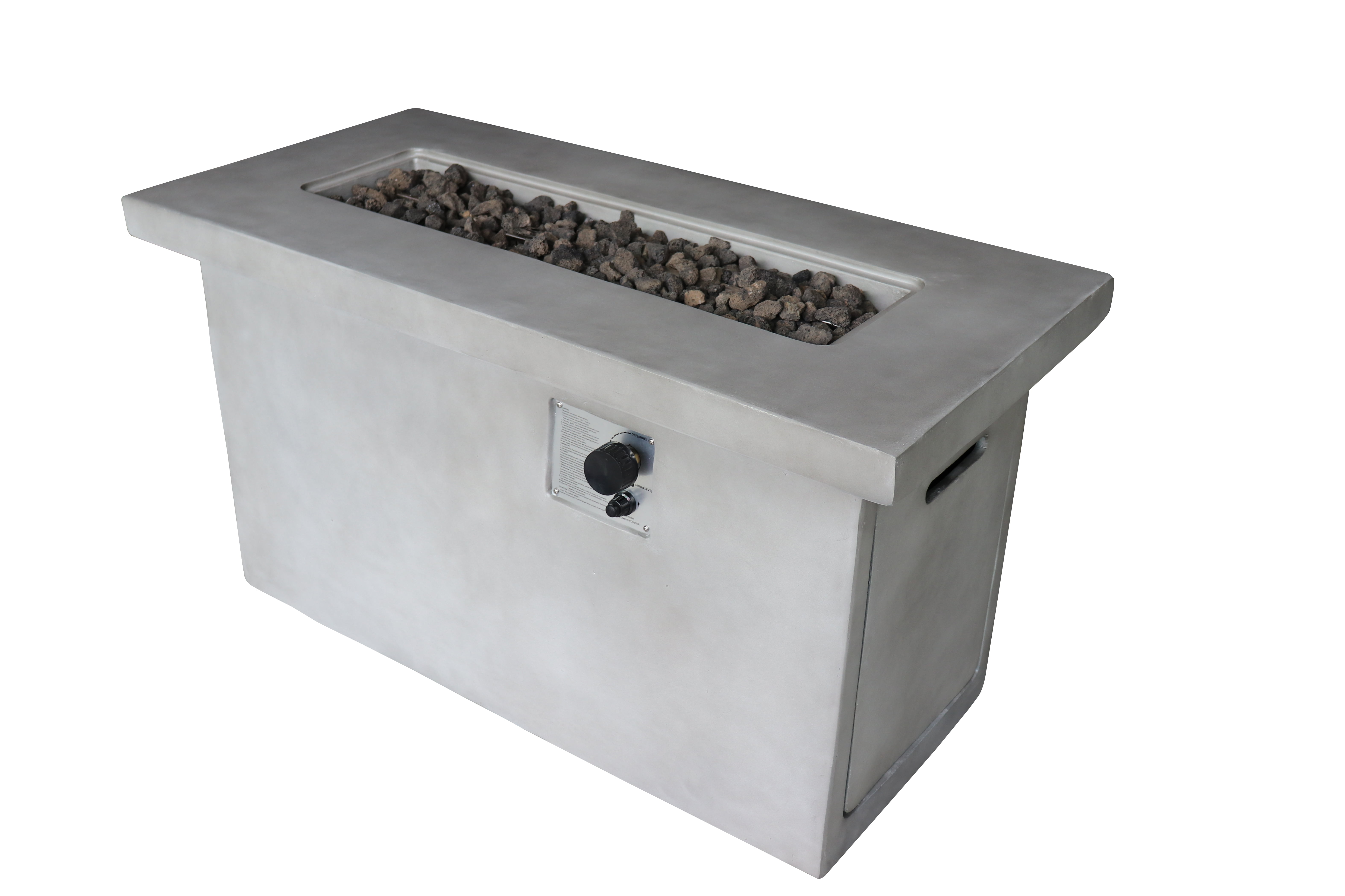 E-Western 24-inch Outdoor Gas Fire Pit Table in Concrete with Lava Rocks BTU 50000 Rust & Weather Resistant Gray