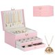 thumbnail image 1 of Caja Joyero, Alajero Grande de 3 Niveles Relicario Incluido Caja de Almacenamiento para Guardar Collares, Anillos, Aretes, Reloj, Pulseras, Organizador de Joyas Alhajero, Diseño Elegante, 1 of 9