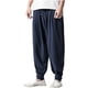 thumbnail image 2 of Pantalones largos para hombre, sueltos, de algodón y lino, de color liso, informales, de moda., 2 of 3