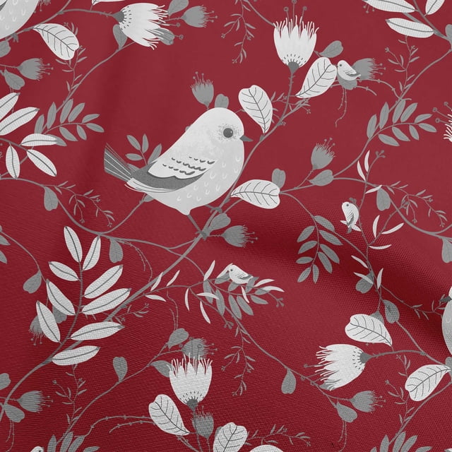 oneOone Silk Tabby Maroon Fabric Rooster Cock Sewing Material Print Fabric By The Yard 42 Inch Wide