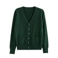 thumbnail image 3 of Womens Cardigan Sweaters Long Sleeve Knit V-Neck Button Up Fall Cardigans for Women Open Front Dark Green Cardigan Winter Essentials, 3 of 3
