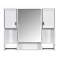 thumbnail image 6 of Tcbosik 35x28 Inch Bathroom Wall Cabinet with Center Mirror Door, 3-Door Medicine Cabinet with Adjustable Shelf, Hidden & Open Storage, 2 Side Tower Rods, White, 6 of 9