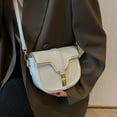 thumbnail image 4 of Bolso de hombro para mujer, estilo retro, con broche, tipo bandolera, con correa de piel extraíble, color blanco:;:;, 4 of 5