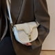 thumbnail image 4 of Bolso de hombro para mujer, estilo retro, con broche, tipo bandolera, con correa de piel extraíble, color blanco:;:;, 4 of 5