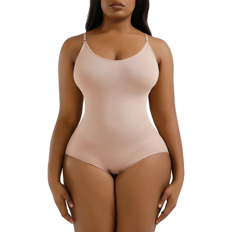 Sprifallbaby Women Shapewear Bodysuit Solid Color Sleeveless Sling Spaghetti  Strap Tummy Control Seamless Body Shaper S-XL 