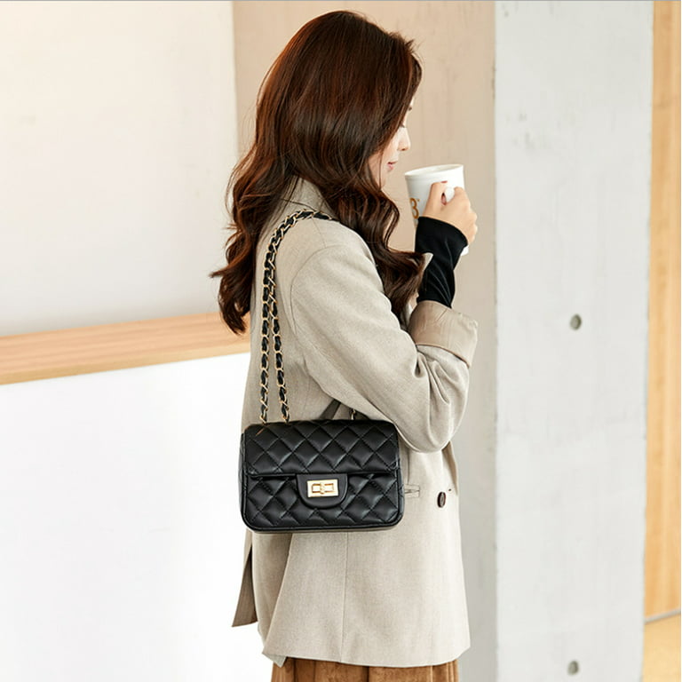 Quilted Shoulder Bags for Women Designer Black Chain Purse Small Classic  Leather Crossbody Clutch Handbag